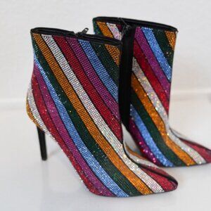 INC International Concepts Ingra Rainbow Rhinestone Booties